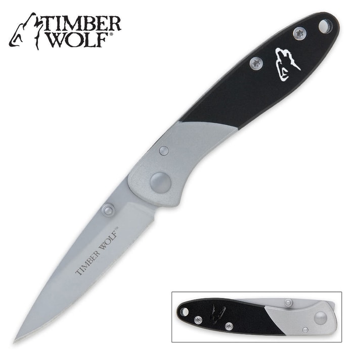 Timber Wolf Black & Silver Folding Knife