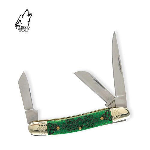 Timber Wolf TW152 Celtic Green Bone Stockman Folding Knife