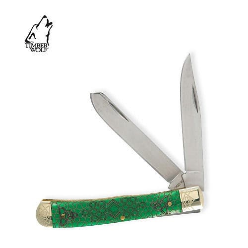 Timber Wolf TW154 Celtic Green Bone Trapper Folding Knife