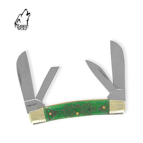 Timber Wolf TW156 Celtic Green Bone Congress Folding Knife