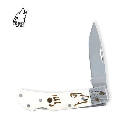 Timber Wolf TW165 White Bone Lockback Folding Knife