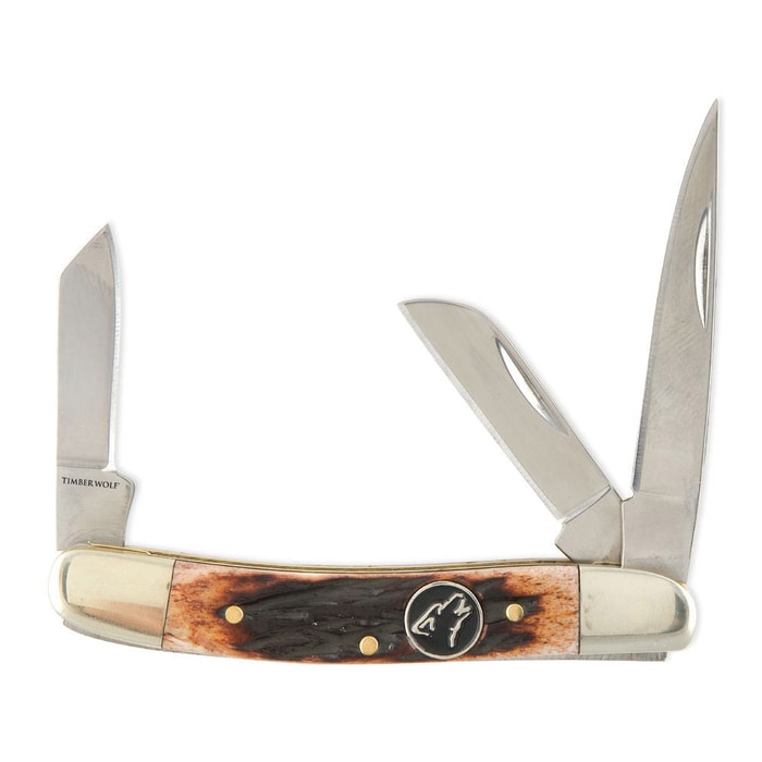 Timber Wolf TW170 Brown Jigged Stockman Folding Knife