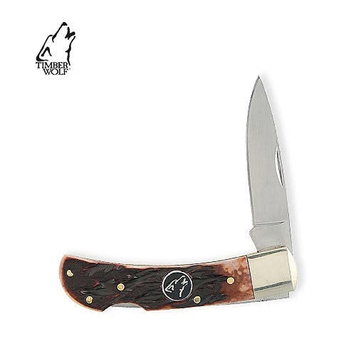 Timber Wolf TW171 Brown Jigged Lockback Folding Knife