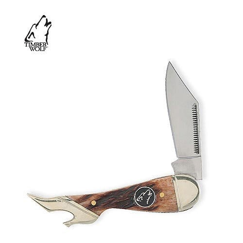 Timber Wolf TW173 Brown Jigged Leg Folding Knife