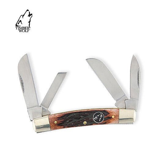 Timber Wolf TW174 Brown Jigged Congress Folding Knife