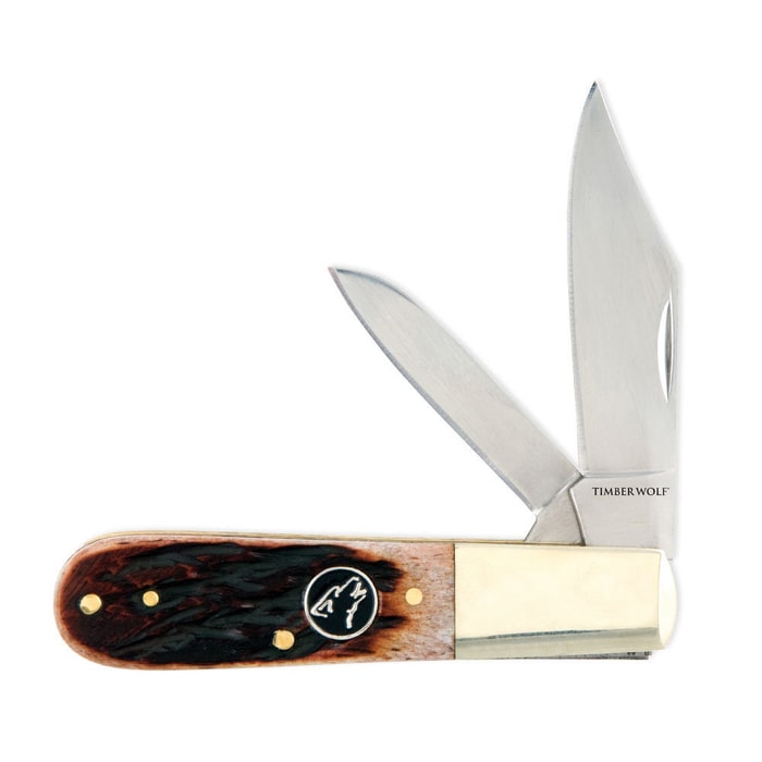 Timber Wolf TW175 Brown Jigged Barlow Folding Knife