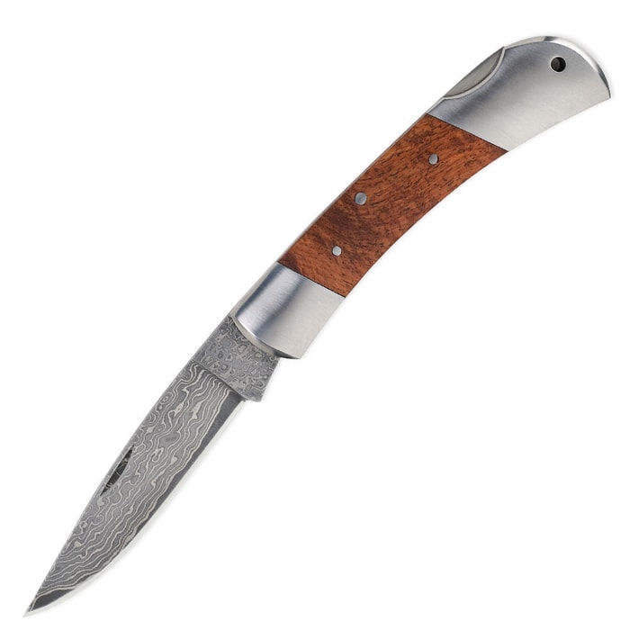 Timber Wolf Damascus Guardian Folding Knife