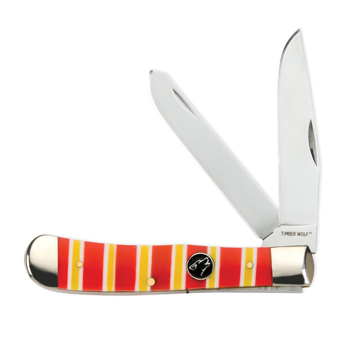 Timber Wolf Candy Stripe Trapper Folding Knife