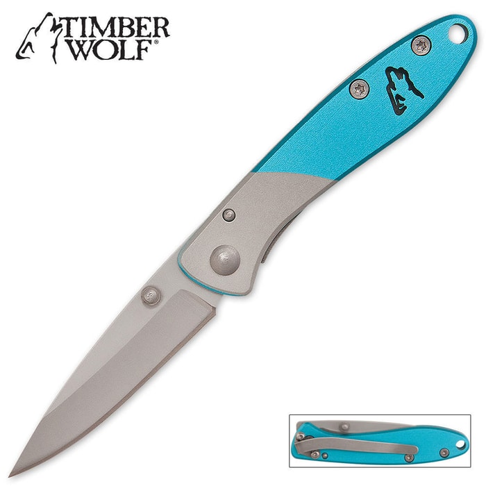 Timber Wolf Blue & Silver Folding Knife