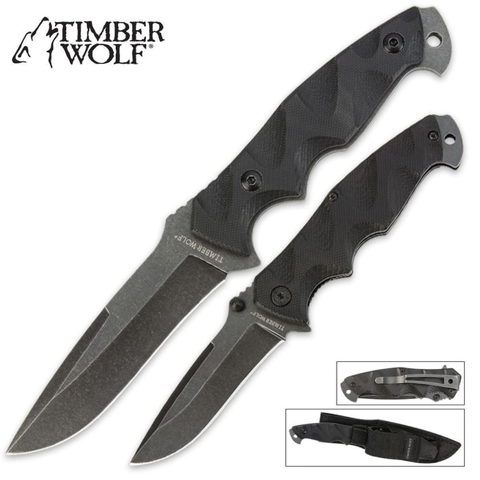 Timber Wolf Extreme Tactical Two Piece Knife Combo With Sheath