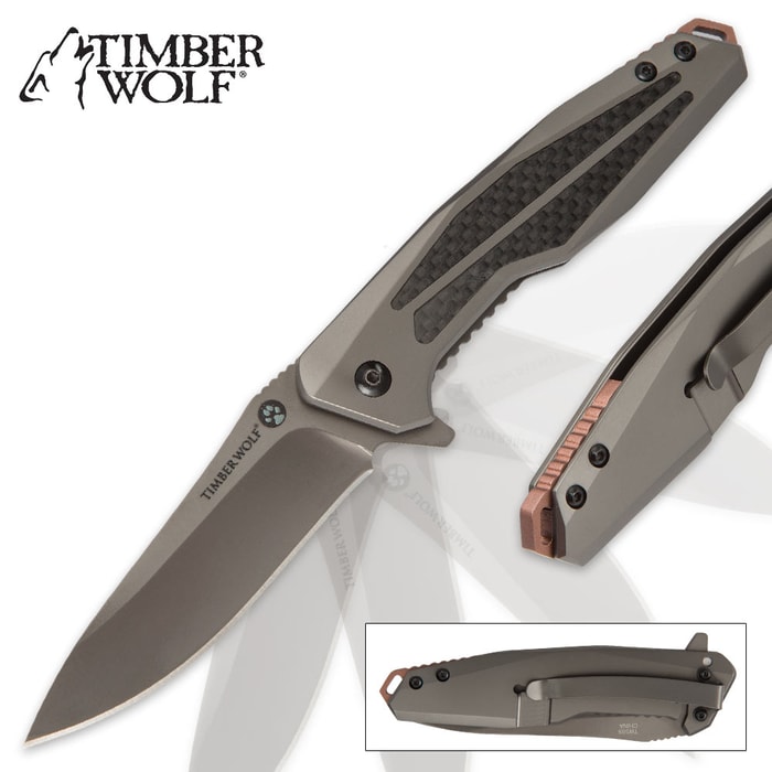 Timber Wolf Gray Titanium Pocket Knife