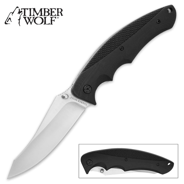 Timber Wolf "Widow" Black G10 Pocket Knife