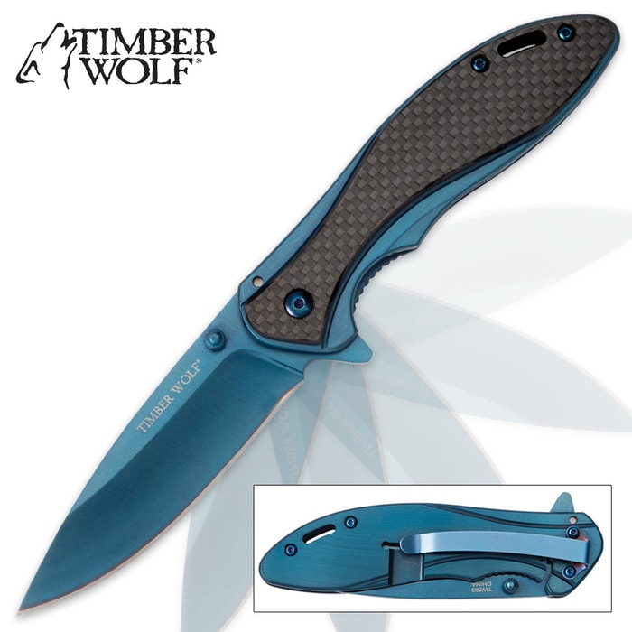 Timber Wolf Blue Titanium Pocket Knife
