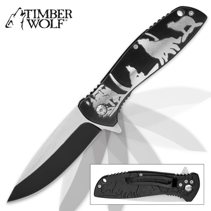 Timber Wolf Predator Moon Assisted Opening Pocket Knife - Silver