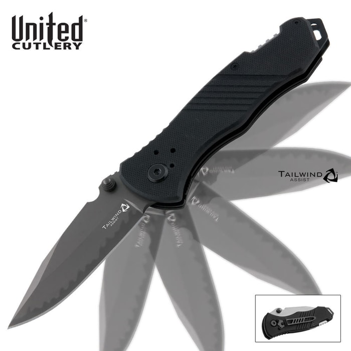 United Cutlery Tailwind Assisted Opening G-10 Drop Point Plain Pocket Knife