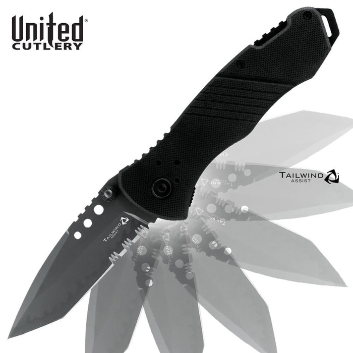 United Cutlery Tailwind Assisted Opening G-10 Tanto Point Part Serrated Pocket Knife