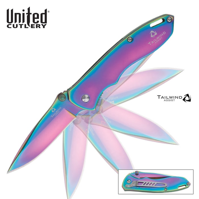 United Cutlery Tailwind Assisted Opening Onyx Rainbow Pocket Knife