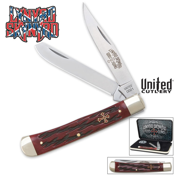 Lynyrd Skynyrd God Guns Trapper Pocket Knife Box Set
