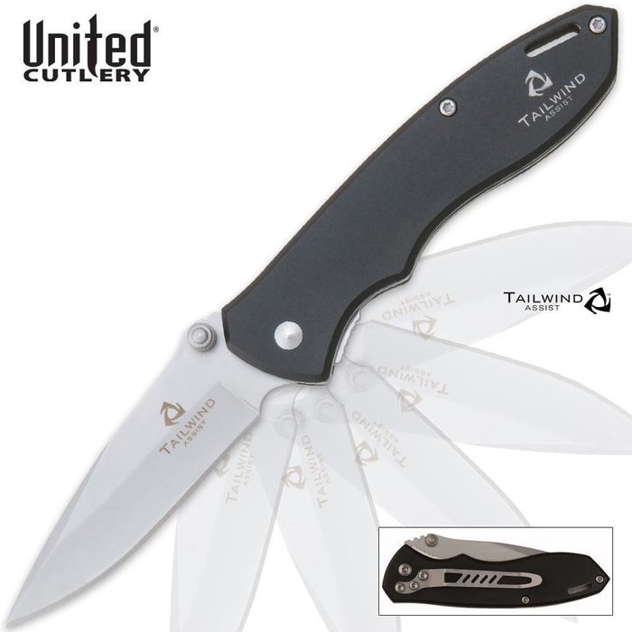 United Cutlery Tailwind Assisted Opening Black Onyx Satin Blade Pocket Knife