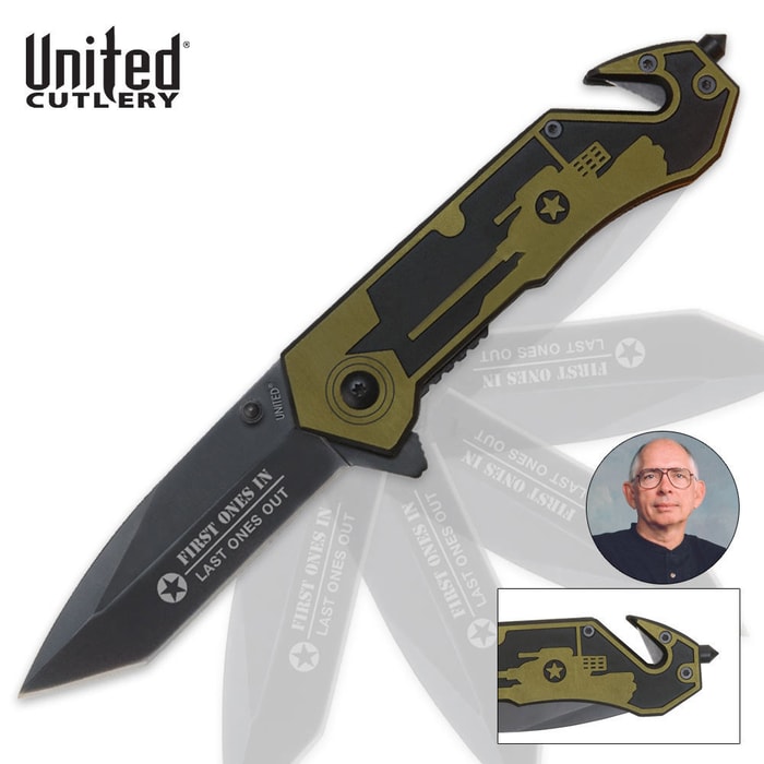 United Cutlery Green First Ones In Assist Pocket Knife