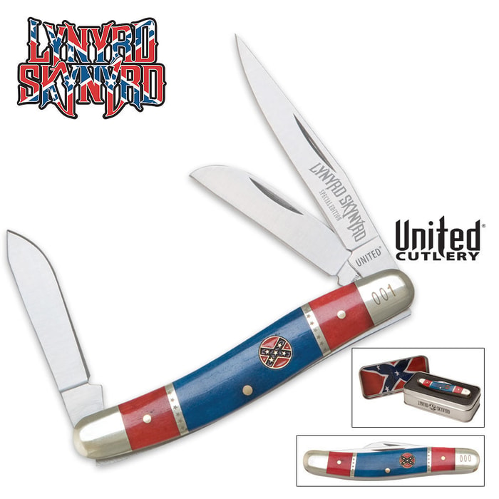 Lynyrd Skynyrd Rebel Stockman Pocket Knife & Tin