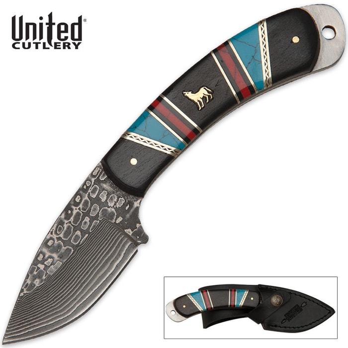 Frontier Wolf Skinner With Sheath Damascus