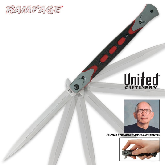 United Cutlery Rampage Assisted Opening Stiletto Red Black Mini