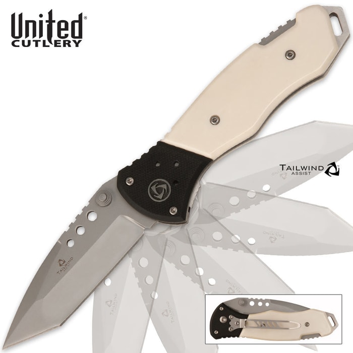 United Cutlery Tailwind Assisted Opening Desoto Pocket Knife White Bone