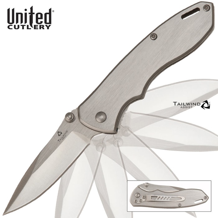 United Cutlery Tailwind Assisted Opening Onyx Silver Pocket Knife