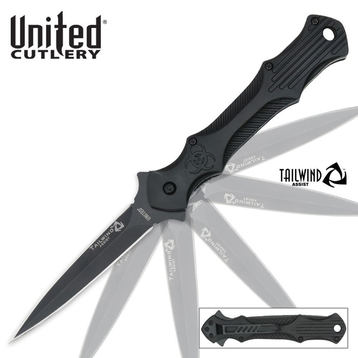 United Cutlery Tailwind Assisted Opening Urban Tactical Stiletto Spear Point Pocket Knife