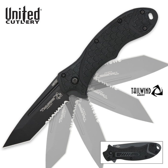 United Cutlery Tailwind Assisted Opening Atomic Steel Pocket Knife Black