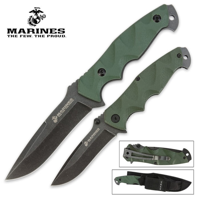 United Cutlery U.S.M.C. Tactical Fighting Two Piece Knife Set With Sheath