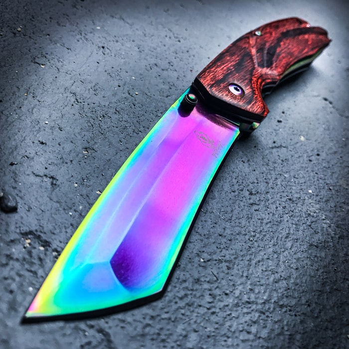 8 Rainbow Color Tactical Wolf Handle Spring Assisted Open Folding Pocket  Knife