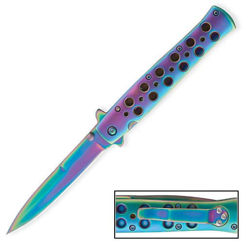 Tomahawk Rainbow Warrior Stiletto Folding Knife