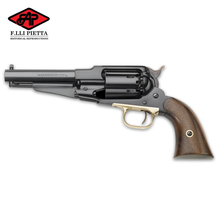 The Pietta 1858 Remington Army Black Powder Pistol replicates one of the most widely used sidearms of the American Civil War