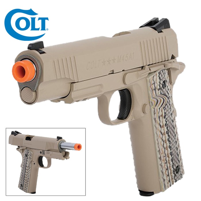 Colt M45A1 CO2 Fixed Metal Slide Pistol - Tan