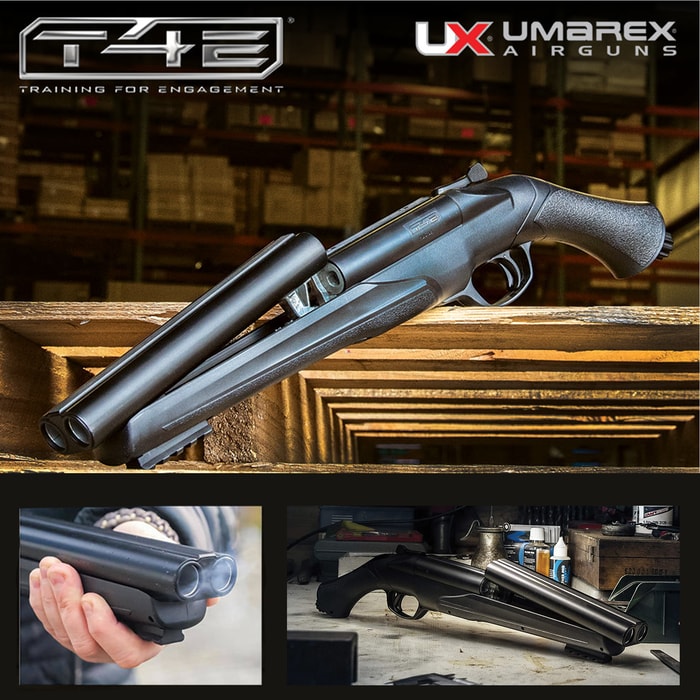 The Umarex T4E HDS Double-Barrel Shotgun .68 Caliber Paintball Marker is a home-defense weapon that combines power and speed.