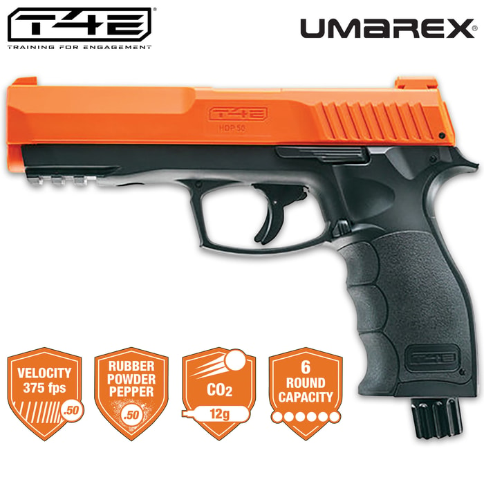 Protect your home and those you love with the semi-automatic Umarex 50-Caliber Home Defense Pepper Ammo Air Pistol