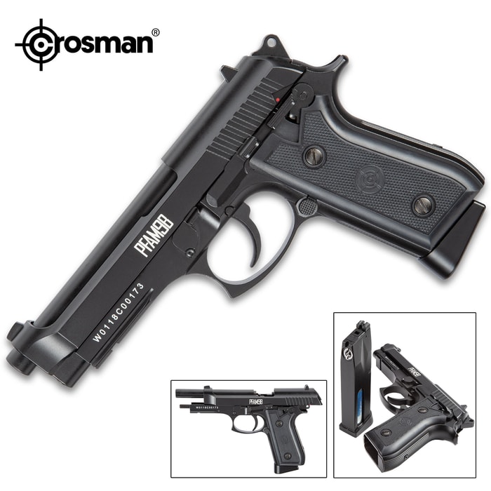 Crosman Full-Auto BB Pistol - Blowback Action, Full Metal Frame And Slide, 400 FPS, 20-Shot Magazine - Length 8 1/2”