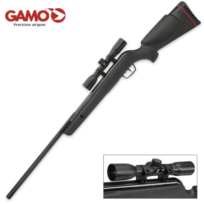 Gamo .177 Varmint Hunter Air / Pellet Rifle with Built-in Scope, Laser Sight and Flashlight