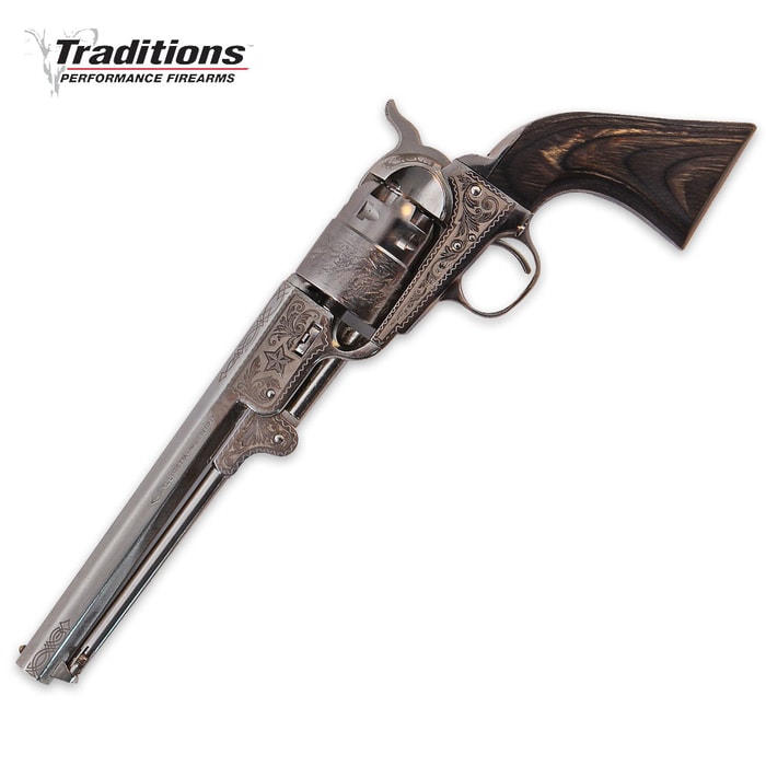 Traditions Firearms .44 Caliber 1851 Navy Black Powder Revolver with Nickel Finish, Black Grip