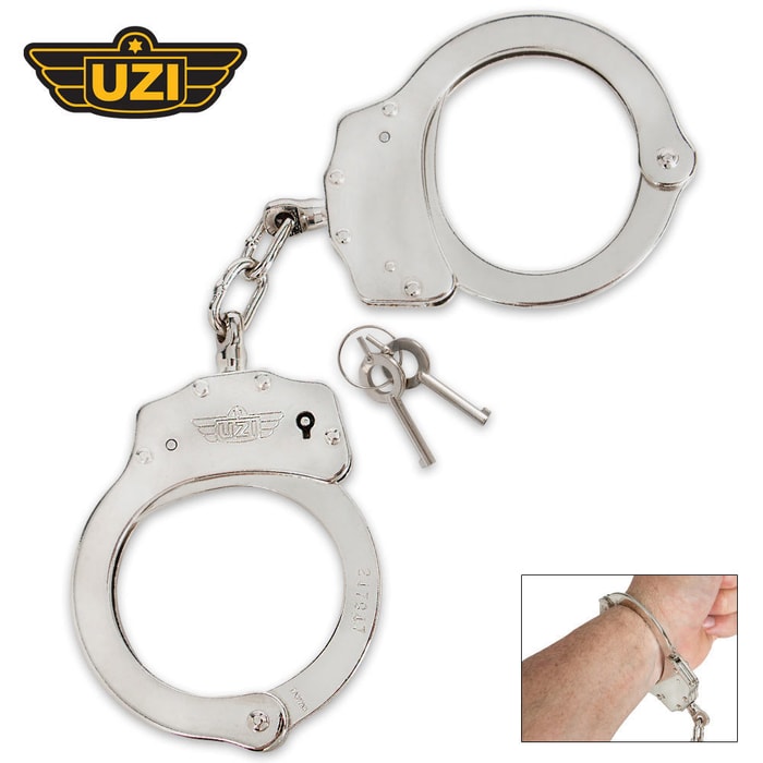 UZI Handcuffs Chained Nickel-Plated