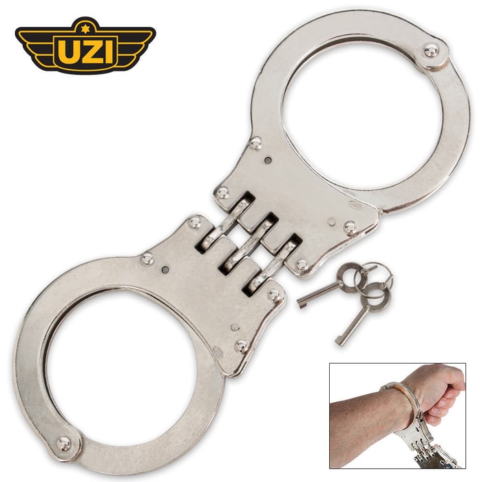 UZI Handcuffs Hinged Nickel-Plated
