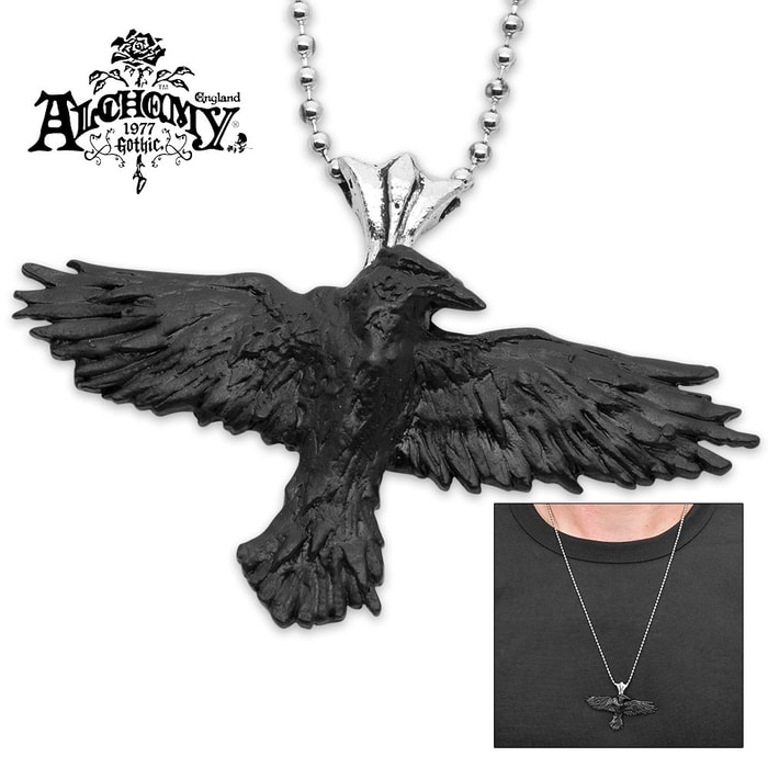 “Nevermore” Black Raven Necklace