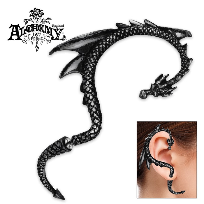 Black Dragon Lure English Pewter Ear Wrap