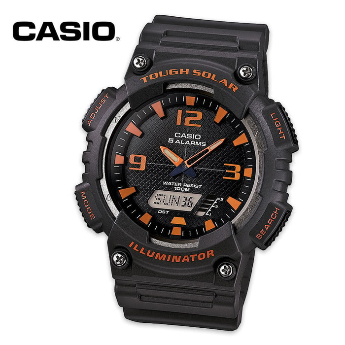 Casio Ana-Digi Solar Watch Matte Grey/Orange 