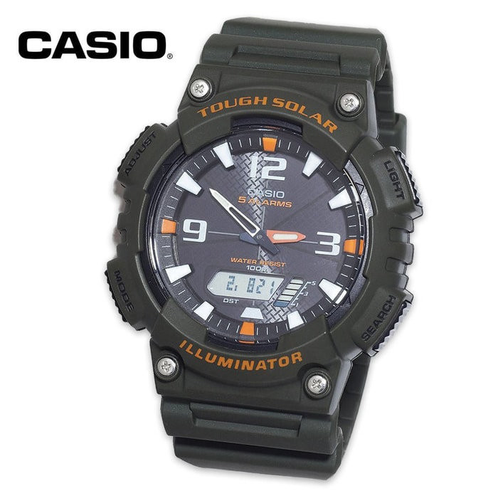Casio Ana-Digi Solar Watch Black/Orange Face