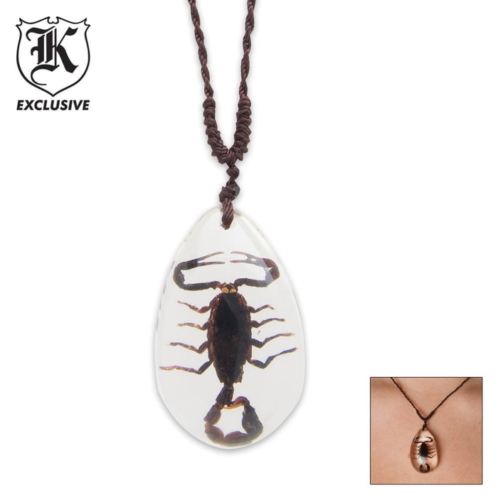 Real Scorpion Necklace Clear Lucite Pendant