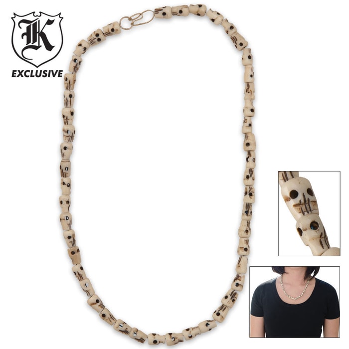 Camel Bone Human Face Necklace 19 Inch