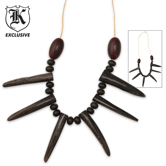 Natural Horn Necklace W/Red Horn Beads